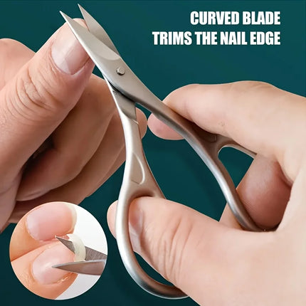 Professional Stainless Steel Nail Clippers with Curved Blades - Precision Trimming for Eyebrows, Eyelashes, Manicure & Pedicure