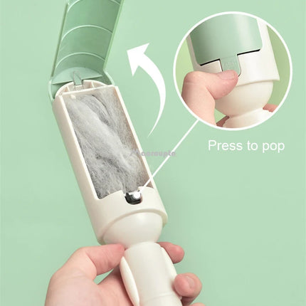 macroupta Pet Hair Remover Clothes Electrostatic Multi-purpose Brush Cat Dog Hair Sticker Roller Sticker Self-cleaning Lint Hair Remover - Green