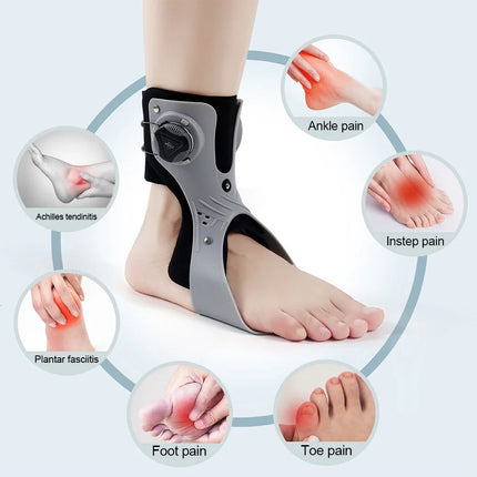 PAPLUS Ankle Joint Foot Orthosis Foot Drop Support Brace Weightlight Easy Wearing Adjustable Tightness Improve Foot Drop for Paralysis - Black Right - Size: M