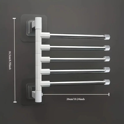 Ibluelover Towel Rack, Towel Rod, Space-Saving Wall-Mounted Rack, Anti-Swing Hook, Suitable for Bathroom and Kitchen - Five floors