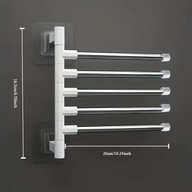 Ibluelover Towel Rack, Towel Rod, Space-Saving Wall-Mounted Rack, Anti-Swing Hook, Suitable for Bathroom and Kitchen - Five floors