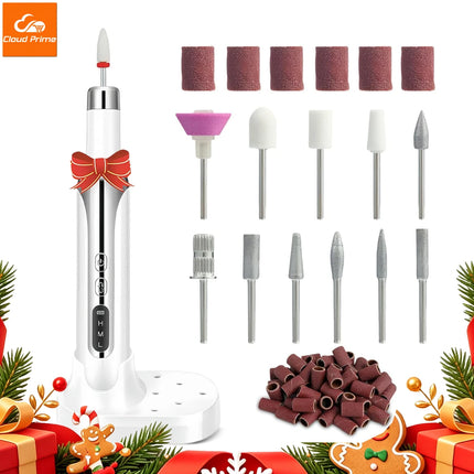 Cloud Prime Upgraded Electric Nail Drill Cordless 12 Drill Bits Fast Charging Salon Grade Portable Manicure Pedicure Efficient Tool For Christmas And New Year Gifts