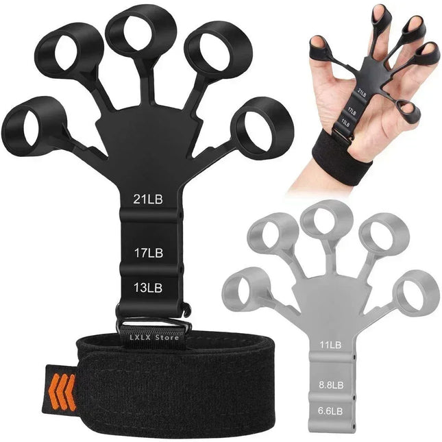 Pnrskter Hand Grip Strengthener Physical Tools Guitar Finger Trainer Training and Exercise Gym 6th Level Resistance Gripster Expander - black-1pc
