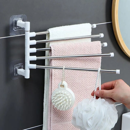 Ibluelover Towel Rack, Towel Rod, Space-Saving Wall-Mounted Rack, Anti-Swing Hook, Suitable for Bathroom and Kitchen - Five floors