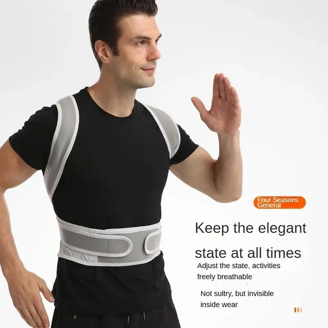 OIMG Adjustable Scoliosis Posture Corrector Corset Back Brace Lumbar Support Straight Corrector De Espalda Belt Corrector De Postura - Gray - size:L