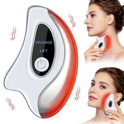 Hailicare Electric Gua Sha Face Massager with Heated Vibration Double Chin Skin Lifting & Firming Tool Facial Scraping Device -  WHITE