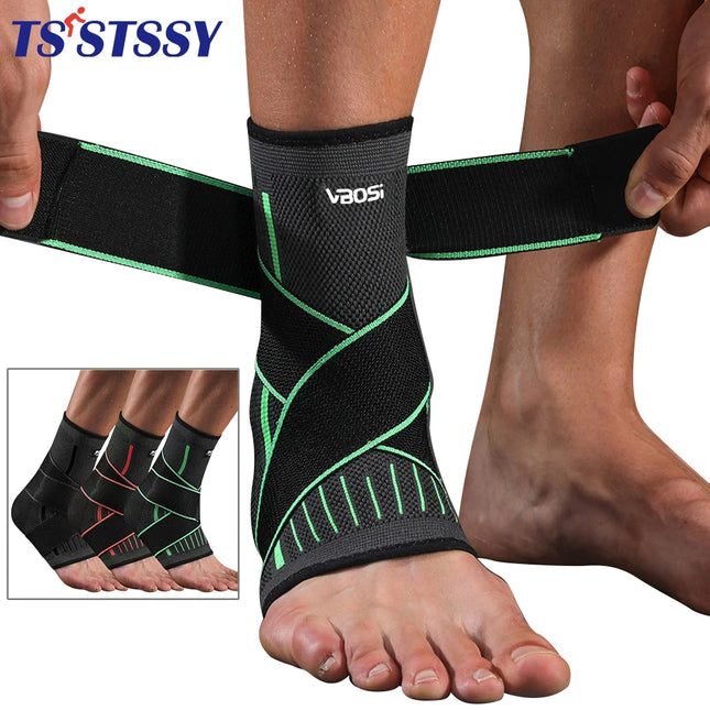 TSSTSSY Adjustable Elastic Ankle Brace Compression Sleeve Foot Support Stabilizer for Plantar Fasciitis Achilles Tendonitis Sports Sock - Black-2Pcs - Size: L