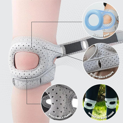 JUEYONG Patella Knee Band Breathable Knee Support Brace Sports Patella Strap for Men Women Fitness Running Joint Protection - Grey