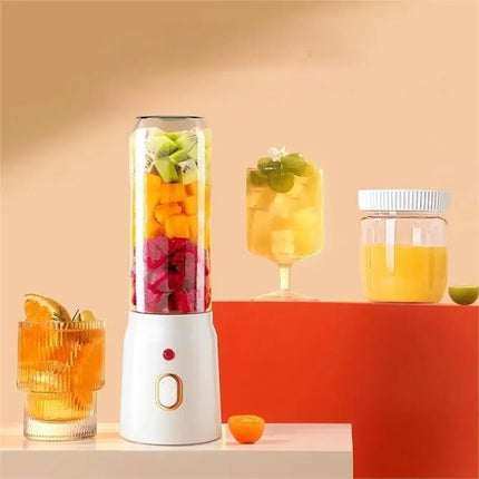 Zoeydam Portable Wireless Blender Electric Fruit Juicer Machine For Orange Ice Crushing 10 Blade Auxiliary Food Machine 1500mA Mixer - White