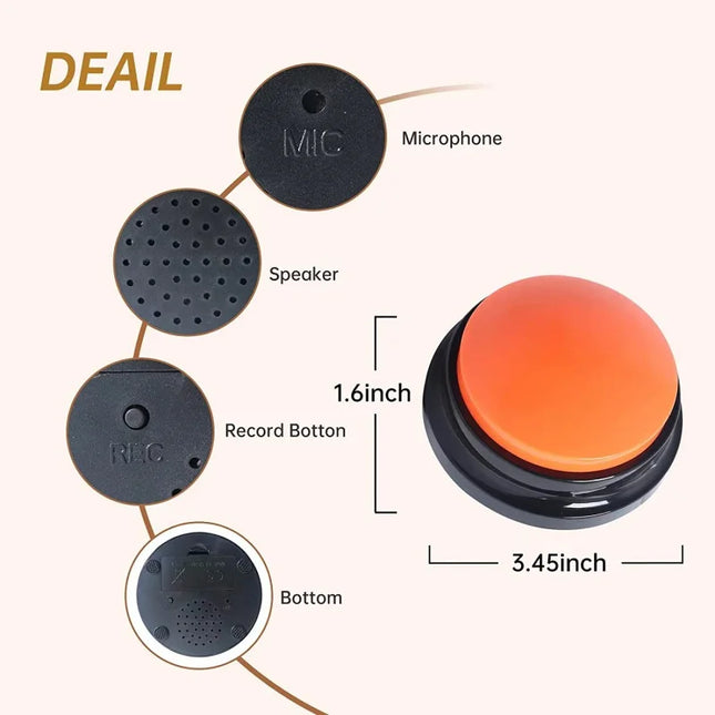 OFVENS Pet Button Color Voice Recording Button, Dog Buttons for Communication Pet Training Buzzer, 30 Second Record - Pink