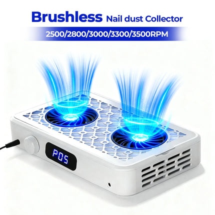 Professional Turbo Vacuum Cleaner Brushless Nail Dust Collector Two Hands Strong Suction Nail Dust Extractor with Double Fans