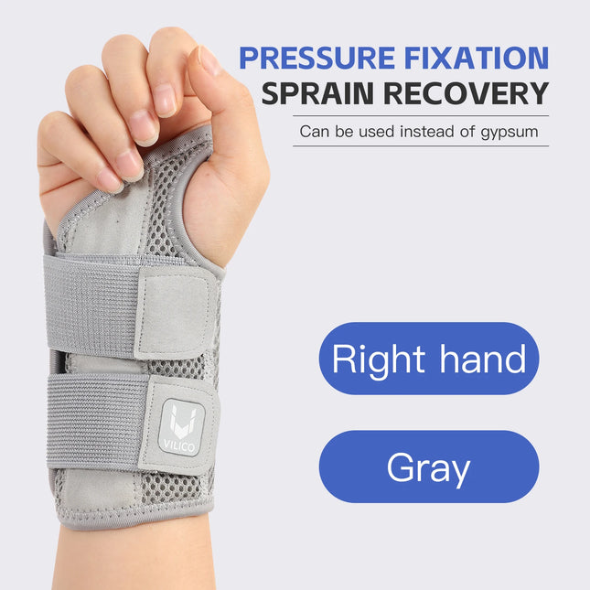 ZOFORE SPORT 1PC Wrist Strap Adjustable Wrist Brace for Carpal Tunnel Support Brace with Splints for Arthritis Tendonitis Sprain Wrist Pain - Gray right hand ( S/M )