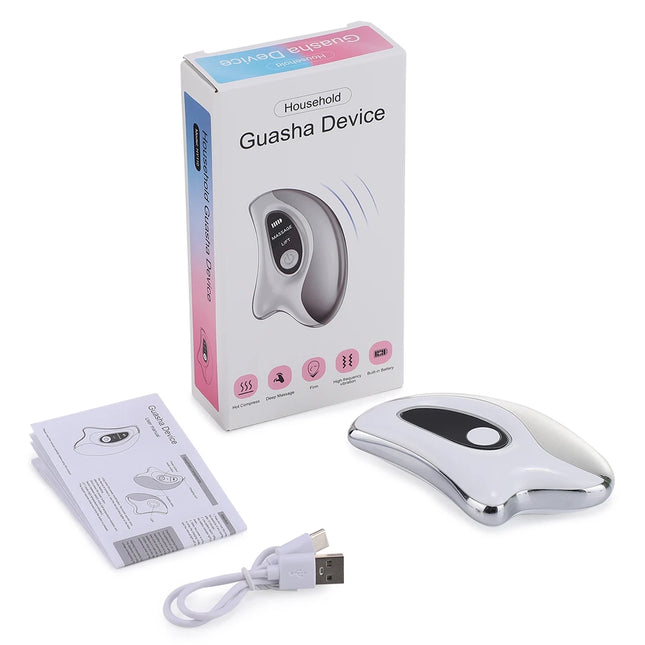 Hailicare Electric Gua Sha Face Massager with Heated Vibration Double Chin Skin Lifting & Firming Tool Facial Scraping Device -  WHITE