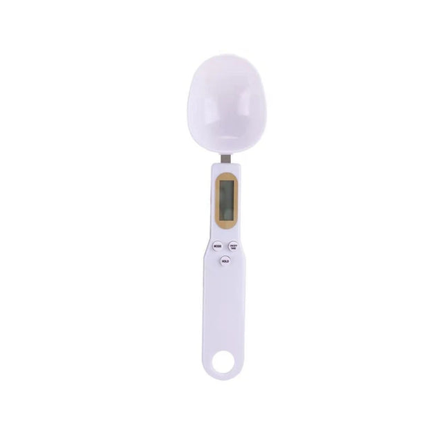 UNbit Weighing Spoon Scale Home Kitchen Tool Electronic Measuring Coffee Food Flour Powder Baking LCD Digital Measurement adjustable - WHITE