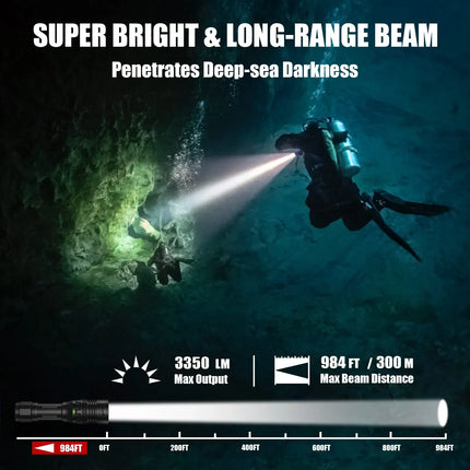 Uf-Div13S Diving Flashlight - 3350Lm 100M Underwater