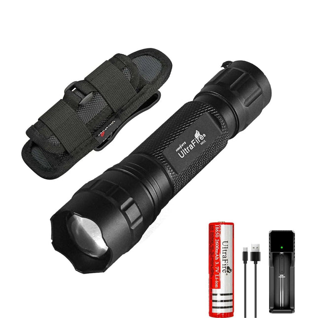 Ultrafire Wf-501Z Tactical Flashlight With Holster - 1000Lm Zoomable