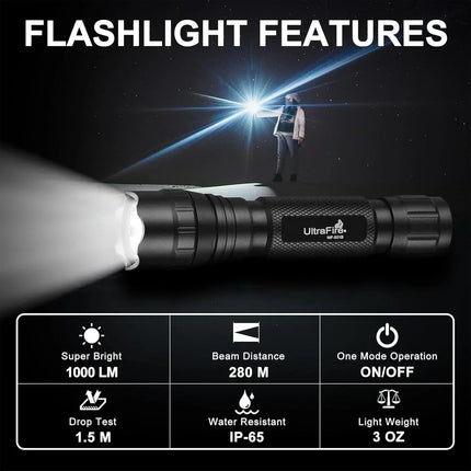 Ultrafire Wf-501B Tactical Flashlight With Holster - 1000Lm