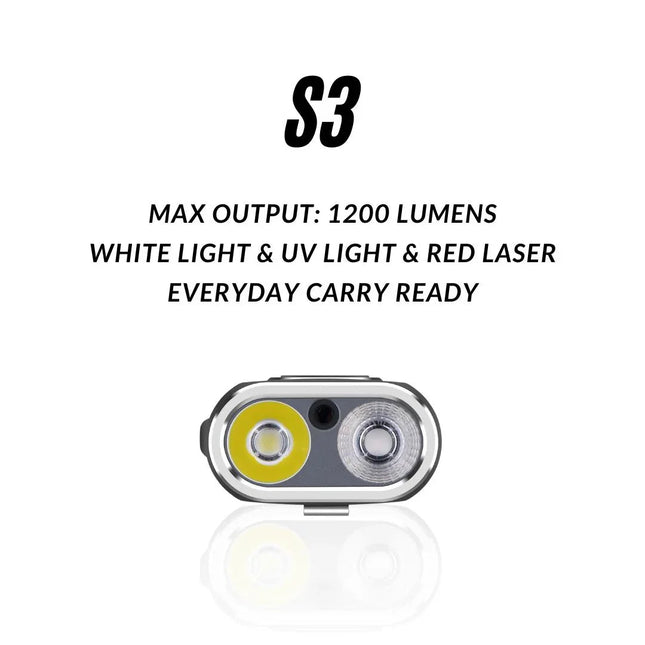 Ultrafire S3 Edc Flat Pocket Rechargeable Flashlight - 1200Lm 365Nm Red Laser