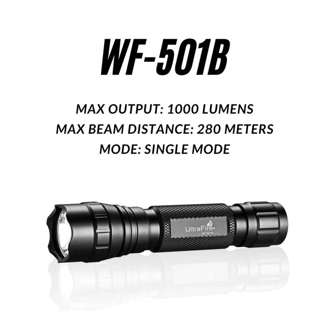 Ultrafire Wf-501B Tactical Flashlight With Holster - 1000Lm