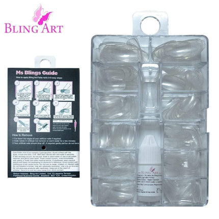 False Nails by Bling Art 360 Oval Medium Transparent Acrylic Fake Nail