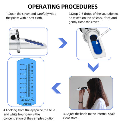 ATC Automatic Temperature Compensation Salinity Content Refractometer
