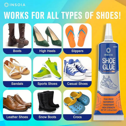 Shoe Glue Sole Repair Kit, 0.51oz x2 Heavy Duty Shoe Adhesive, Waterproof, Flexible, Clear- Drying for Sneakers, Boots, Leather, Rubber,