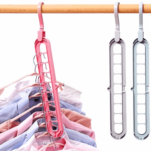 3pcs Space Saving Hangers, 9-Hole Plastic Foldable Design, Heavy-Duty Cascading Closet Organizer for Home, Dorm, Retail Display - Polished Finish, Closet Organizers And Storage