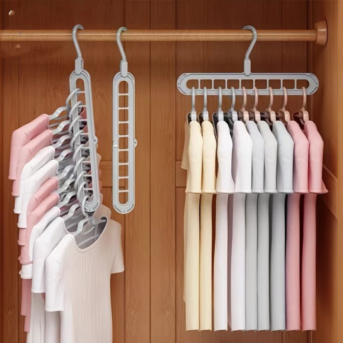 3pcs Space Saving Hangers, 9-Hole Plastic Foldable Design, Heavy-Duty Cascading Closet Organizer for Home, Dorm, Retail Display - Polished Finish, Closet Organizers And Storage - Image 9