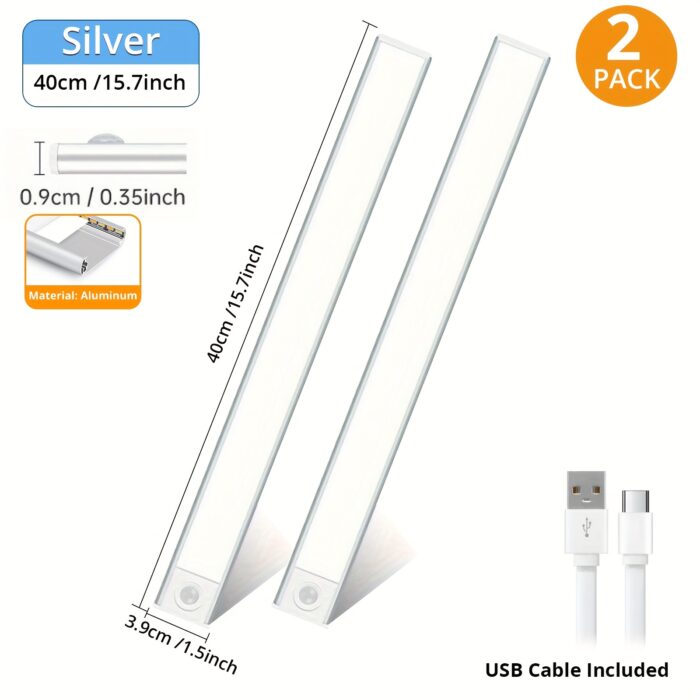 [Motion Sensor Lights] 4/2pcs Motion Sensor Under Cabinet Lights | Wireless USB Rechargeable, 3 Color Temperatures, Indoor Closet Lights, Stick-On Magnetic Under-Counter Light Fixtures | For Kitchen Cabinet Wardrobe Cupboard Stairs, Available In 2pcs - Image 6