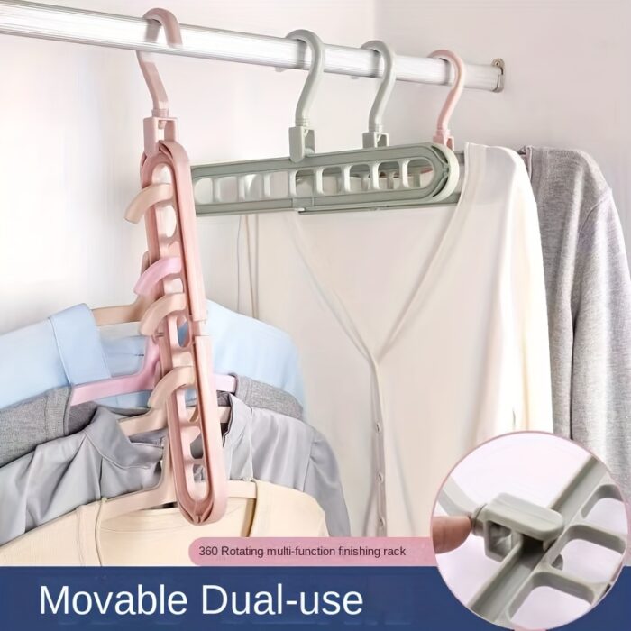 3pcs Space Saving Hangers, 9-Hole Plastic Foldable Design, Heavy-Duty Cascading Closet Organizer for Home, Dorm, Retail Display - Polished Finish, Closet Organizers And Storage - Image 13