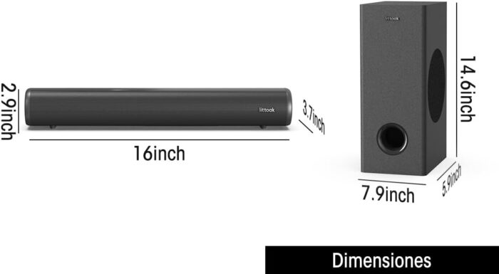 2.1 Sound Bar With Subwoofer For Tv, Deep Bass Small Soundbar Tv Speaker Home Theater Surround Sound System, Hdmi/Bluetooth/Optic - Image 4