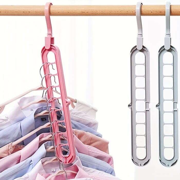 3pcs Space Saving Hangers, 9-Hole Plastic Foldable Design, Heavy-Duty Cascading Closet Organizer for Home, Dorm, Retail Display - Polished Finish, Closet Organizers And Storage - Image 10
