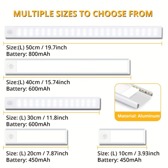 [Motion Sensor Lights] 4/2pcs Motion Sensor Under Cabinet Lights | Wireless USB Rechargeable, 3 Color Temperatures, Indoor Closet Lights, Stick-On Magnetic Under-Counter Light Fixtures | For Kitchen Cabinet Wardrobe Cupboard Stairs, Available In 2pcs - Image 5