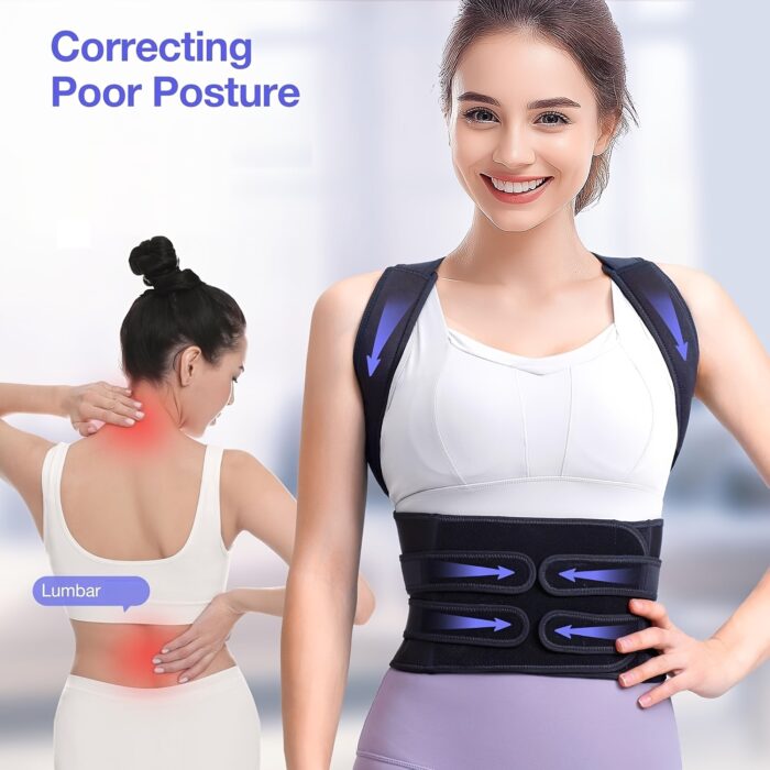Back Brace Women And Men, Shoulder Training, Adjustable Full Back Support - Image 9