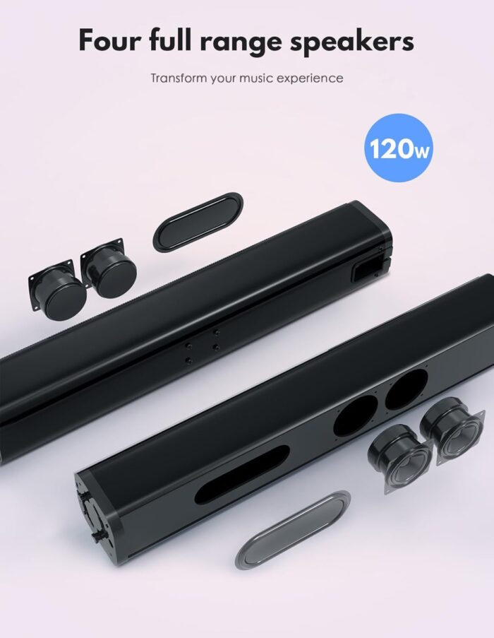 2 In 1 Separable Sound Bars For Tv With Subwoofer, Bluetooth 5.0 Surround System For Home Theater, Arc/Optical/Aux/Usb Tv Speaker - Image 4