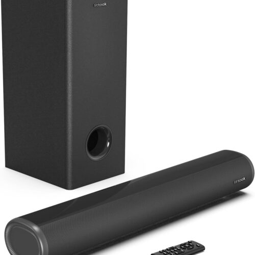 2.1 Sound Bar With Subwoofer For Tv, Deep Bass Small Soundbar Tv Speaker Home Theater Surround Sound System, Hdmi/Bluetooth/Optic