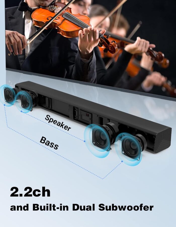 2 In 1 Separable Sound Bars For Tv, 2.2 Channel 32Inch Bluetooth 5.0 Tv Speaker For Surround Sound System, BuiltIn Dual Subwoofer - Image 3
