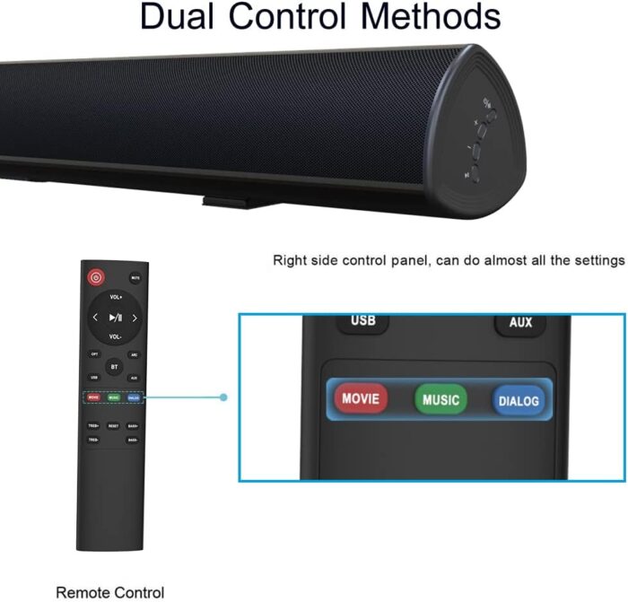80Watt 34Inch Sound Bar, Bestisan Soundbar Bluetooth 5.0 Wireless And Wired Home Theater Speaker Dsp, HdmiArc, Bass Adjustable - Image 5