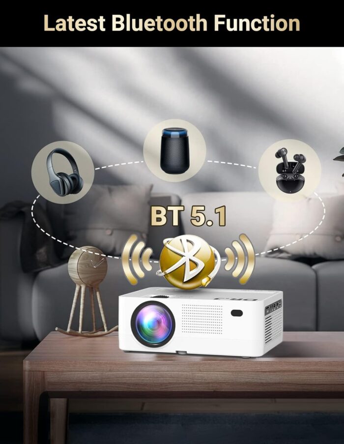 5G Wifi Bluetooth Projector, Full Hd Native 1080P Projector With Wireless Mirroring Screen, Compatible With Tv Stick/Hdmi/Dvd - Image 4