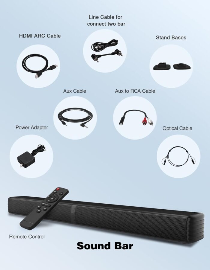 2 In 1 Separable Sound Bars For Tv, 2.2 Channel 32Inch Bluetooth 5.0 Tv Speaker For Surround Sound System, BuiltIn Dual Subwoofer - Image 9