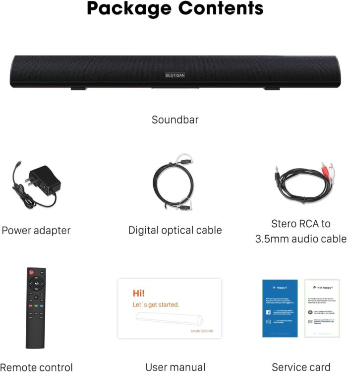 80Watt 34Inch Sound Bar, Bestisan Soundbar Bluetooth 5.0 Wireless And Wired Home Theater Speaker Dsp, HdmiArc, Bass Adjustable - Image 7