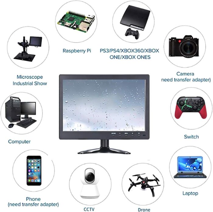 10 Inch Portable Hdmi Monitor Mini Vga Monitor Screen For Pc/Camera/Tv/Raspberry Pi/Gaming 1024X600 Pixel Support 1920X1080P - Image 4
