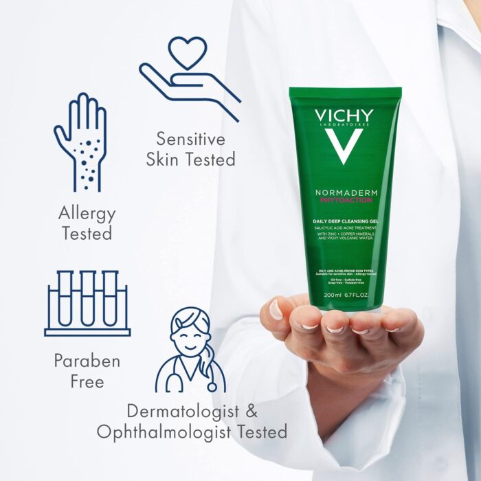 VICHY Normaderm Daily Acne Face Wash, Salicylic Acid Face Cleanser for Oily & Acne Prone Skin, Acne Cleanser that Clears Clogged Pores and Blackhead - Image 21