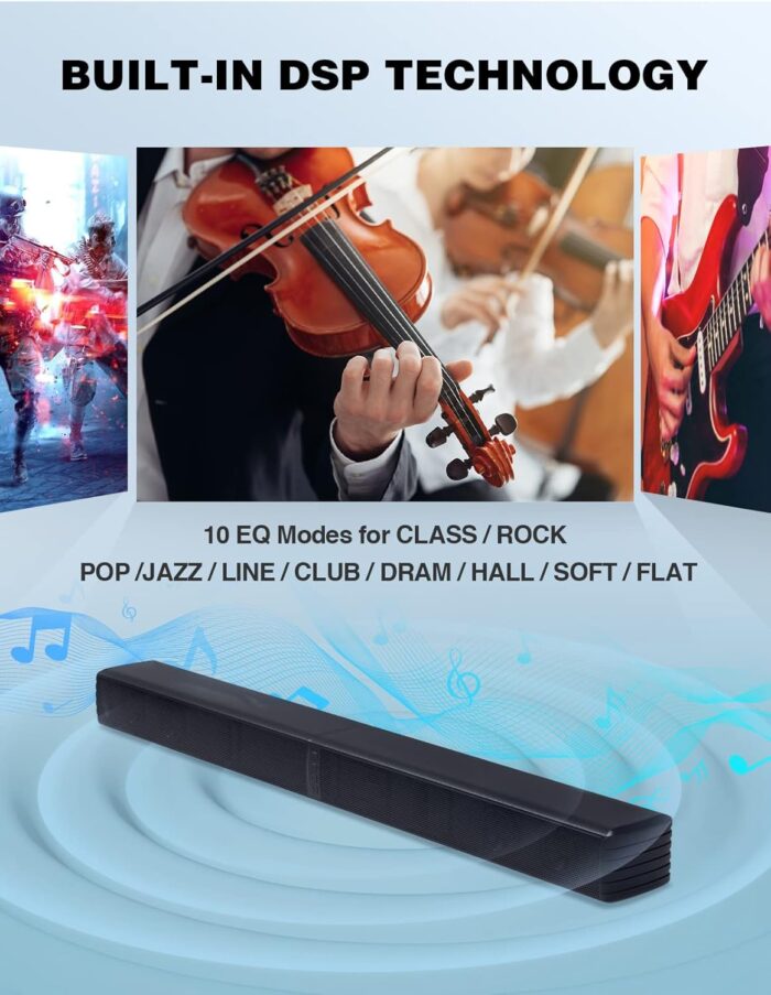 2 In 1 Separable Sound Bars For Tv, 2.2 Channel 32Inch Bluetooth 5.0 Tv Speaker For Surround Sound System, BuiltIn Dual Subwoofer - Image 7