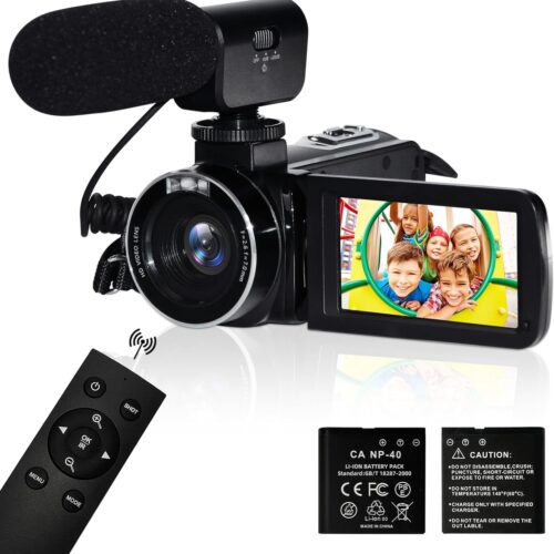 4K Video Camera Camcorder With Microphone, 56Mp 18X Digital Zoom 3.0 Ips Touch Screen Handheld Digital Camcorder, 270° Rotation