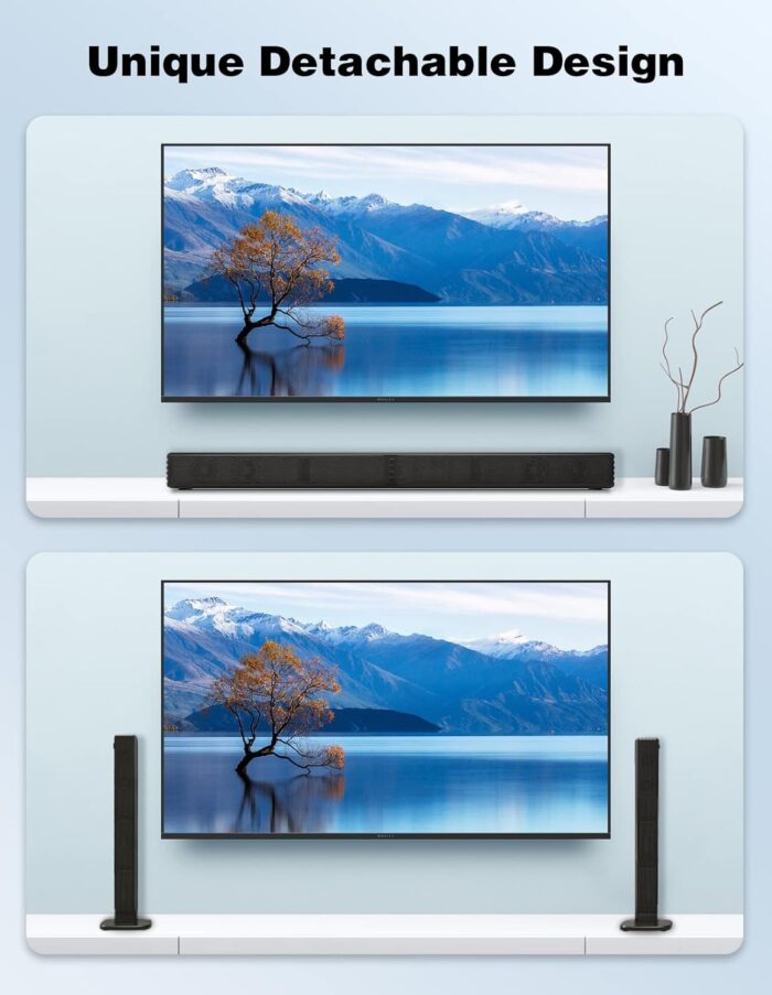 2 In 1 Separable Sound Bars For Tv, 2.2 Channel 32Inch Bluetooth 5.0 Tv Speaker For Surround Sound System, BuiltIn Dual Subwoofer - Image 2