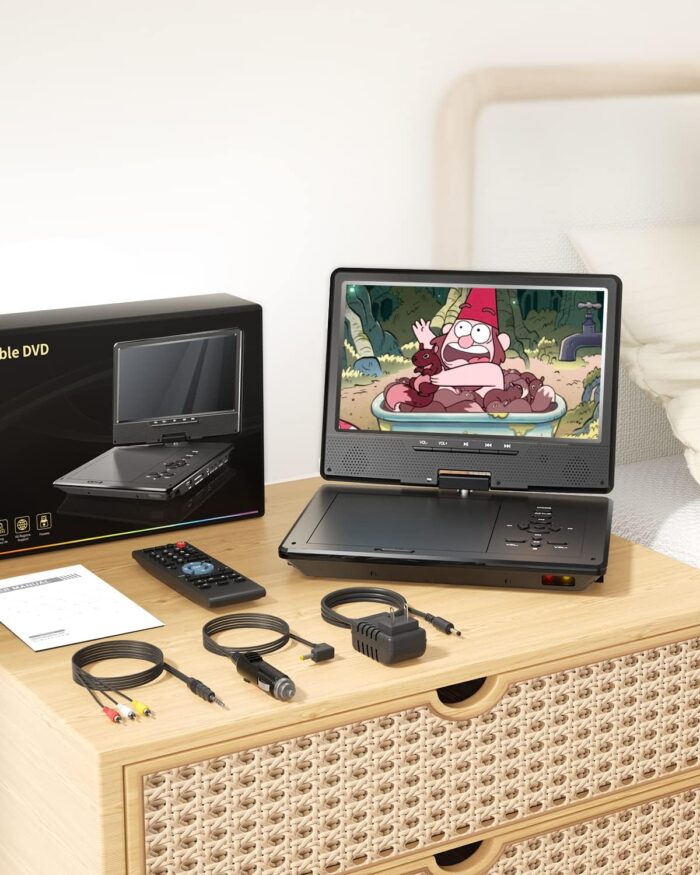 Arafuna 12.5 Portable Dvd Player For Car, 10.5 Hd Swivel Screen With Car Headrest Holder, 5Hour Rechargeable Battery, Support Usb - Image 8