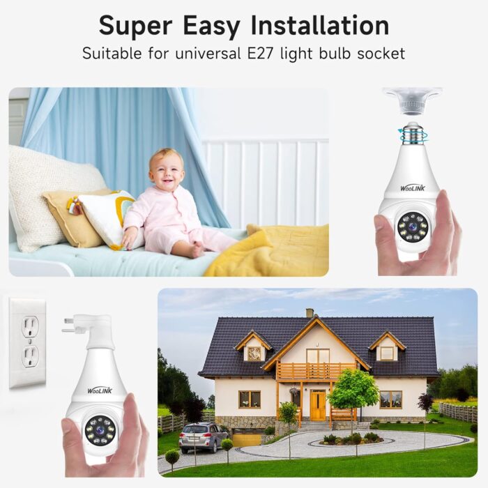 2K Light Bulb Security Camera 2.4Ghz Wifi Light Bulb Camera For Home Security, Smart Light Bulb Camera, Color Night Vision - Image 2