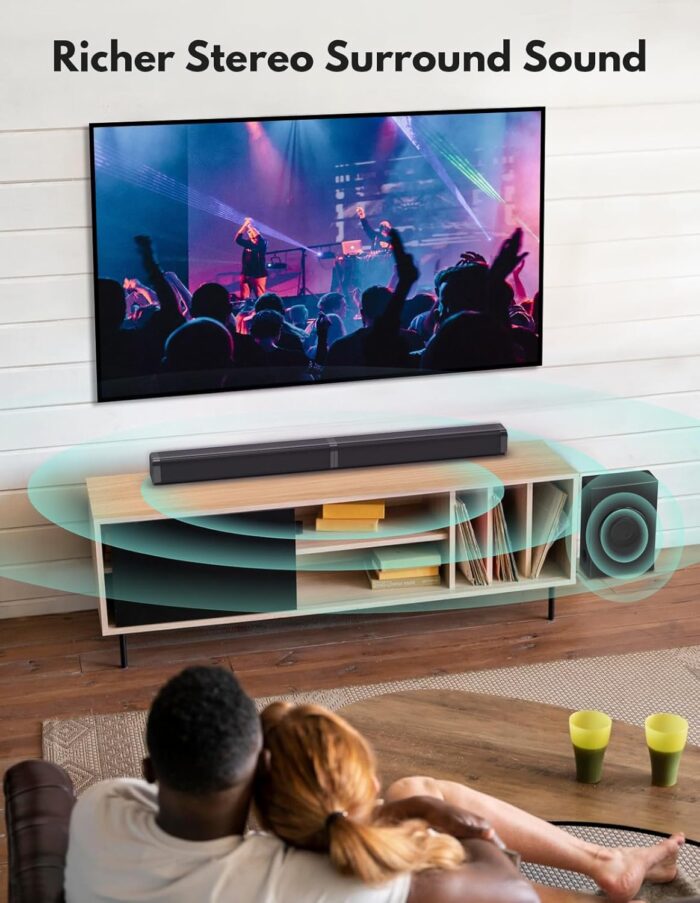 2 In 1 Separable Sound Bars For Tv With Subwoofer, Bluetooth 5.0 Surround System For Home Theater, Arc/Optical/Aux/Usb Tv Speaker - Image 5
