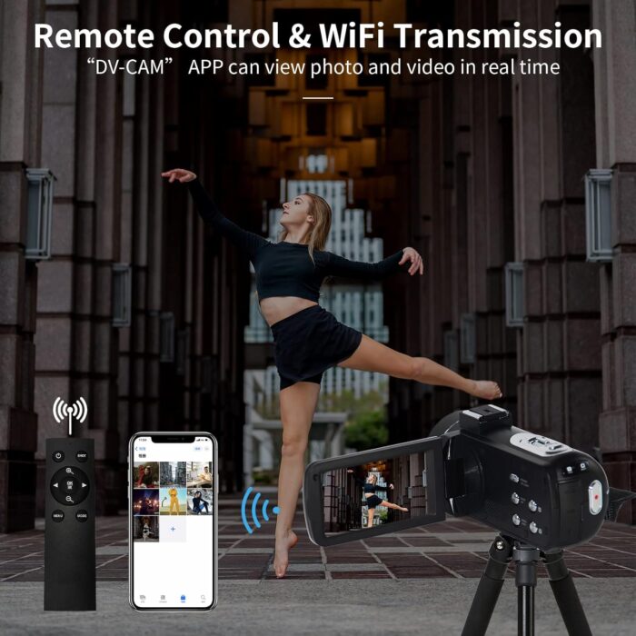 4K Video Camera Camcorder With Microphone, 56Mp 18X Digital Zoom 3.0 Ips Touch Screen Handheld Digital Camcorder, 270° Rotation - Image 4